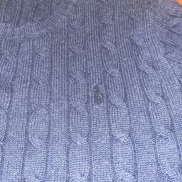Polo Ralph Lauren Womens Cable Knit Sweater Sz ? L Blue Preppy Old Money Classic - Picture 2 of 6